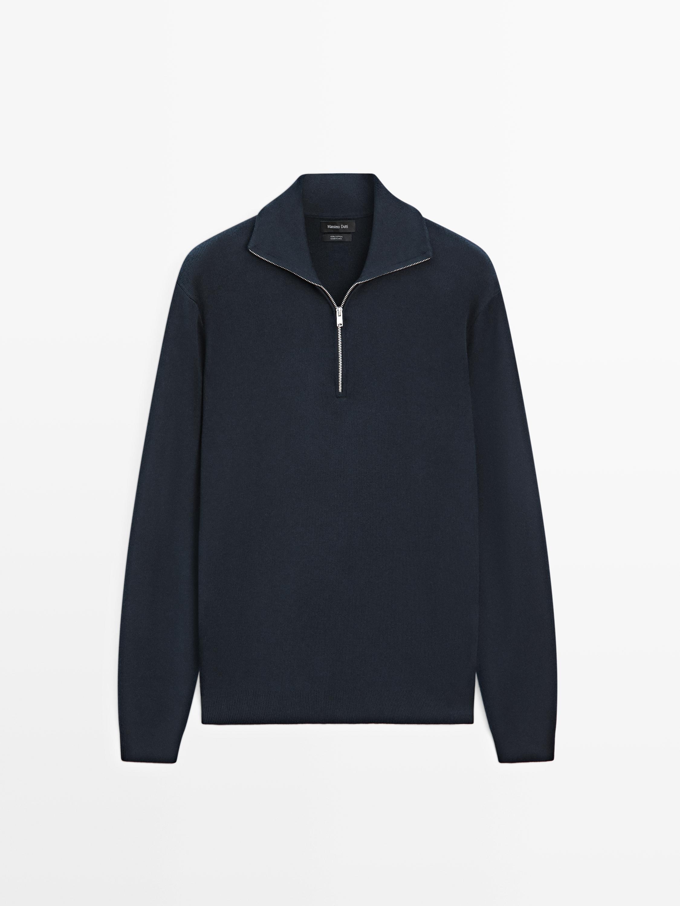Knit 100% cotton quarter-zip sweater