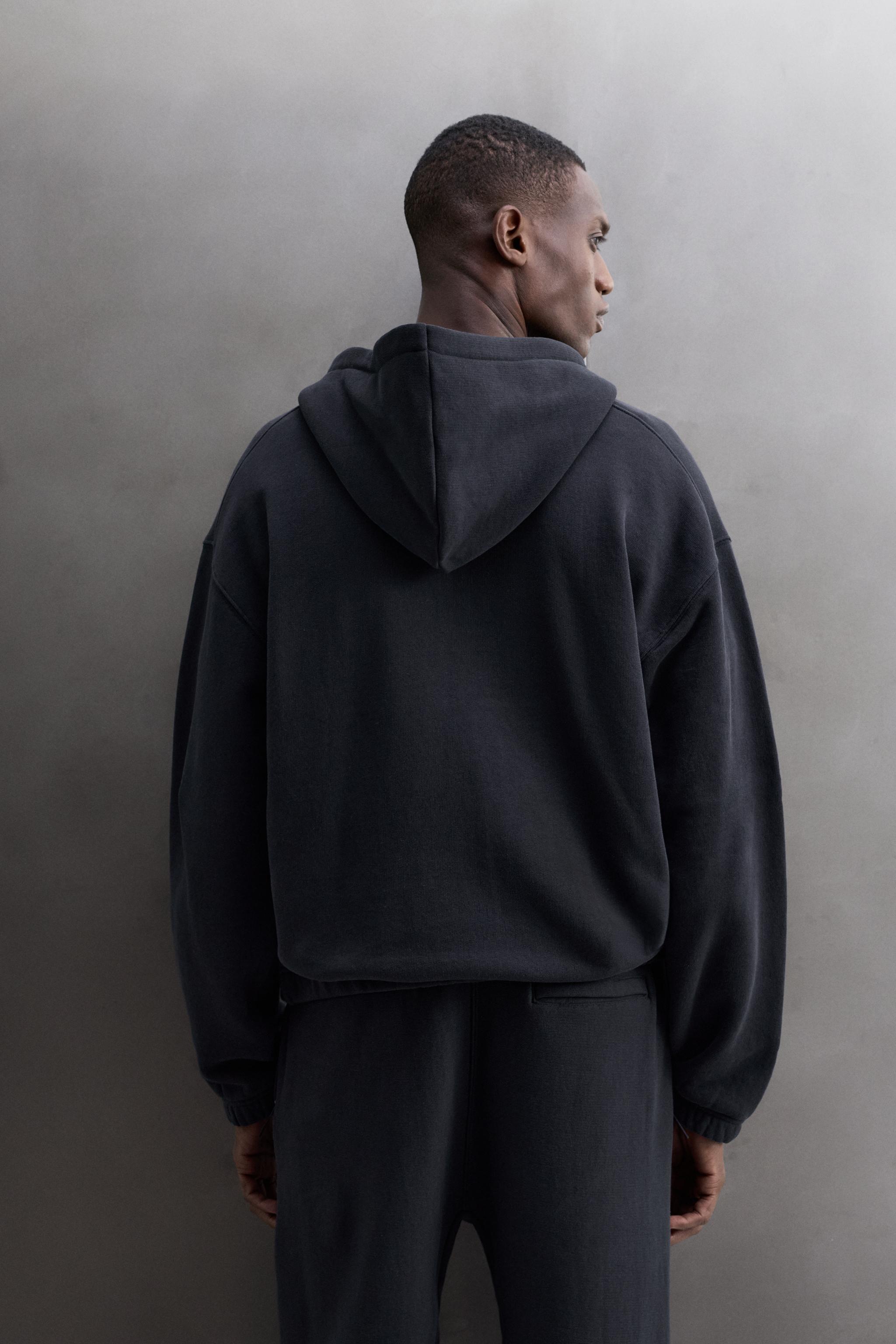 Zara PAMUKLU FERMUARLI KAPÜŞONLU SWEATSHIRT görsel 3