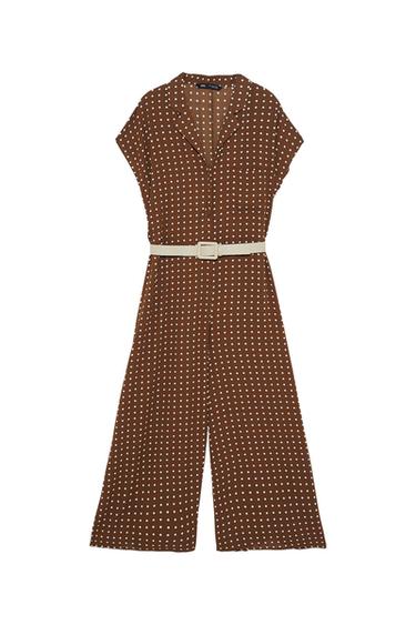 BELTED POLKA DOT JUMPSUIT