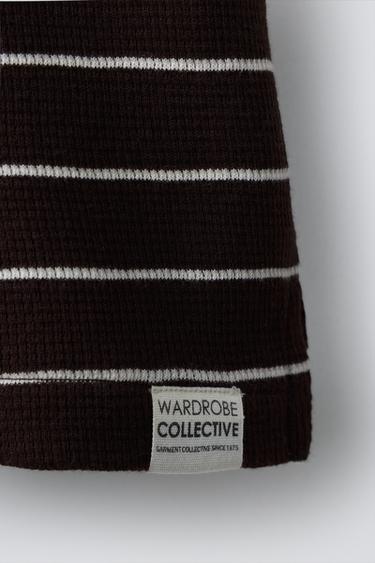 STRIPED WAFFLE-KNIT SHIRT AND BERMUDA SHORTS SET - Brown by Zara - Image 7