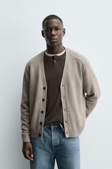 КАРДИГАН СТАНДАРТНОГО КРОЮ З СУМІШІ ВОВНИ - Світло-сірий Zara