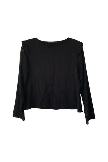 BLOUSE WITH SEMISHEER POLKA DOT SLEEVES