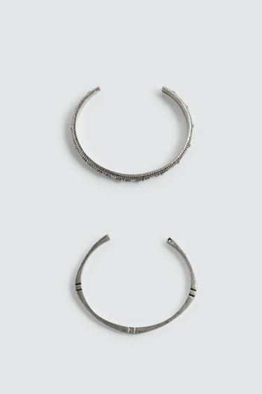 PACK OF 2 RIGID BANGLES - Silver by Zara - Image 2