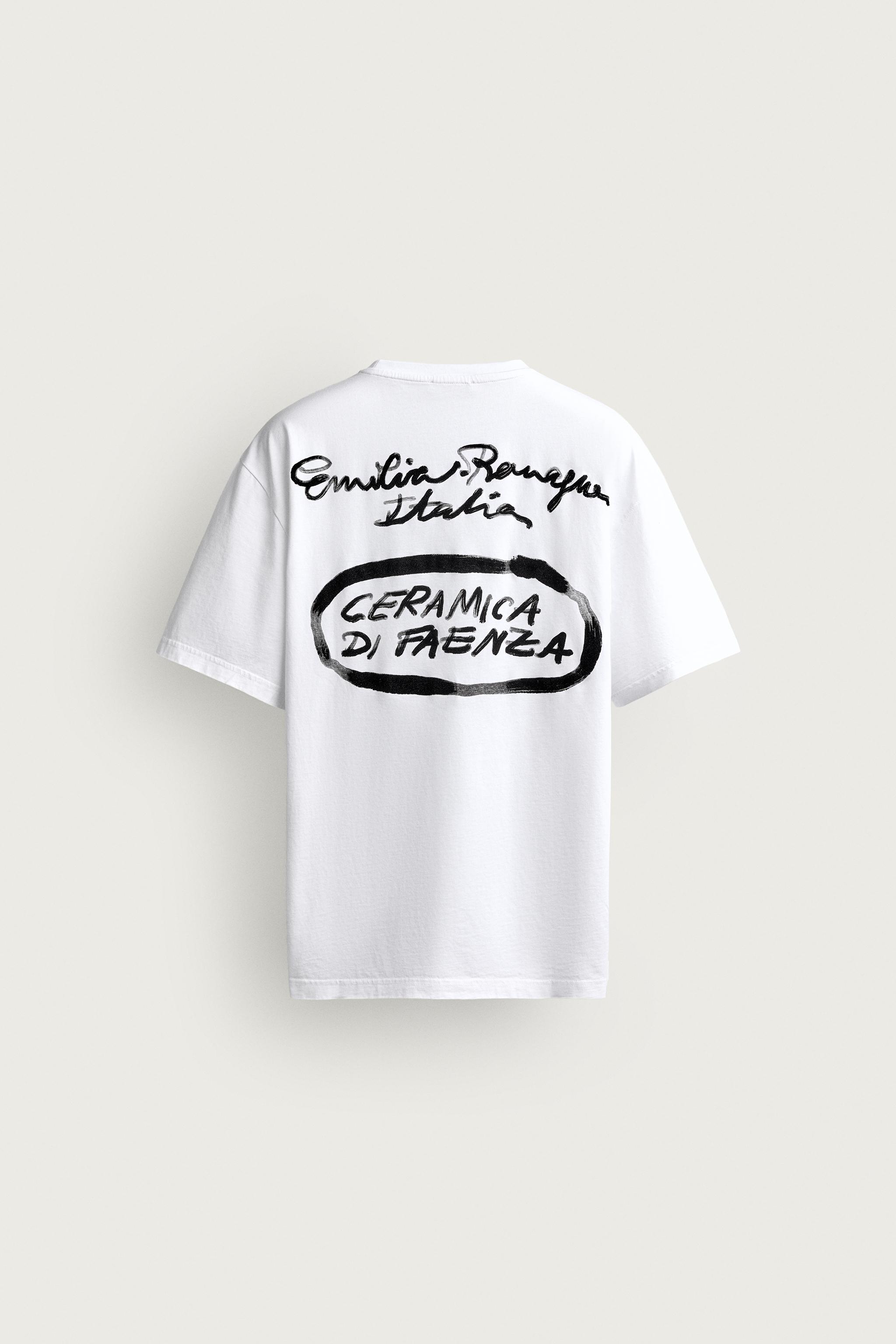 RELAXED FIT CERAMIC PRINT T-SHIRT — Ecru / Beige