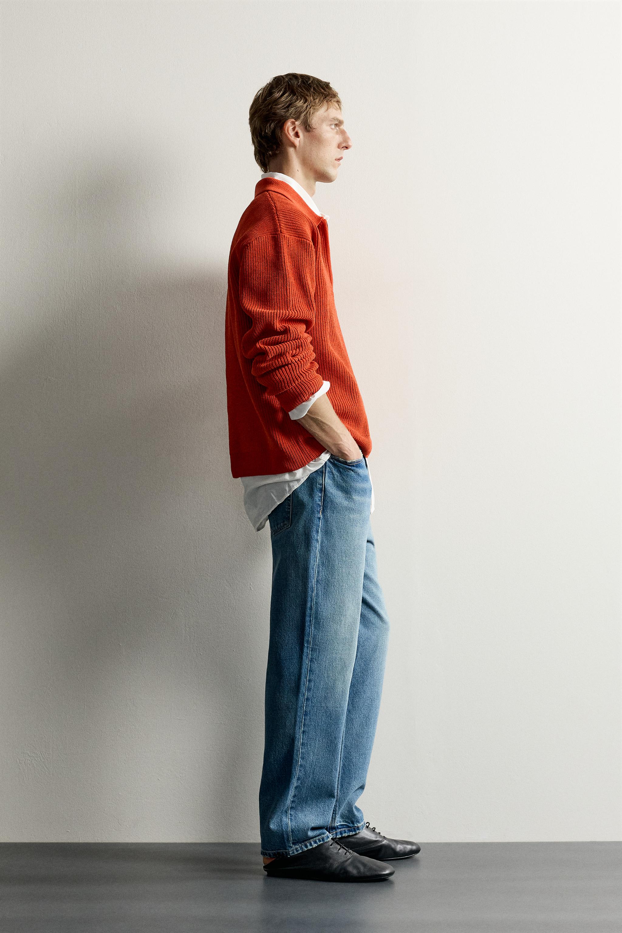 Мужские рубашки Zara QUARTER-ZIP KNIT POLO SHIRT — фото 4
