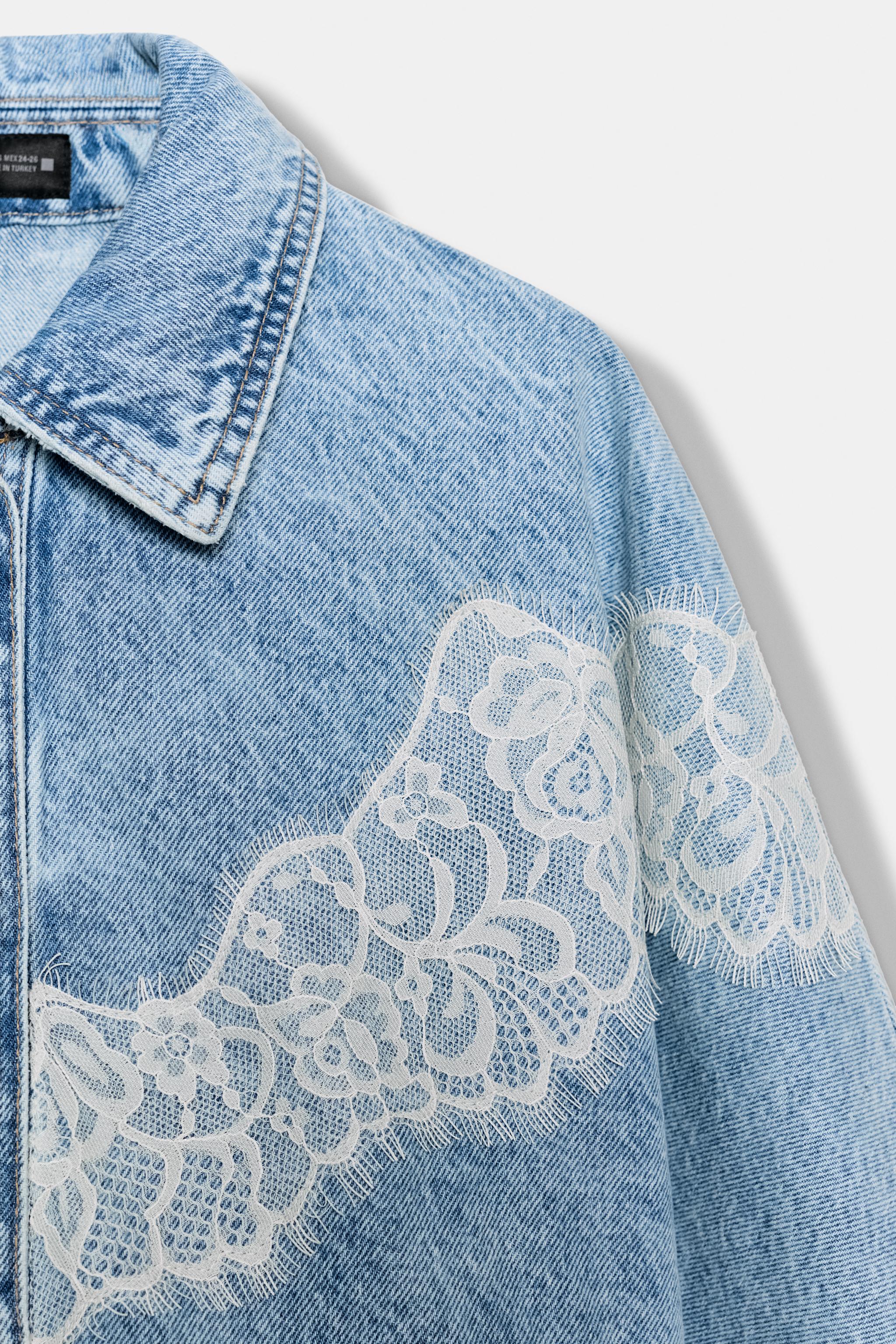 BLOUSON COURT EN JEAN ET DENTELLE Z1975