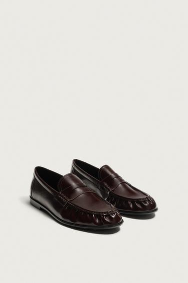 DRESS PENNY LOAFERS - Burgundy Red by Zara