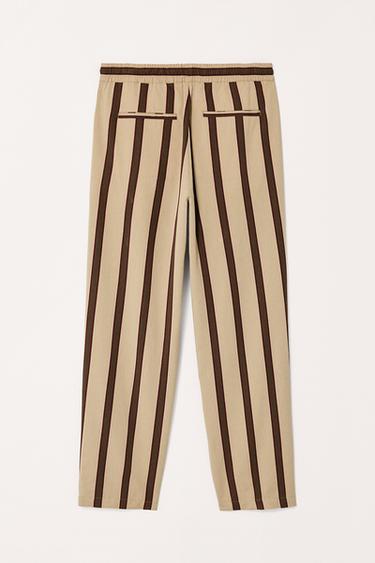 LIMITED EDITION STRIPED RELAXED FIT TROUSERS - Brown / Taupe by Zara - Image 5