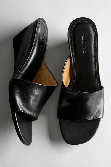 Soft leather wedge heel sandals — Black 2