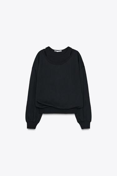 Zara LAYERED SWEATSHIRT - Black