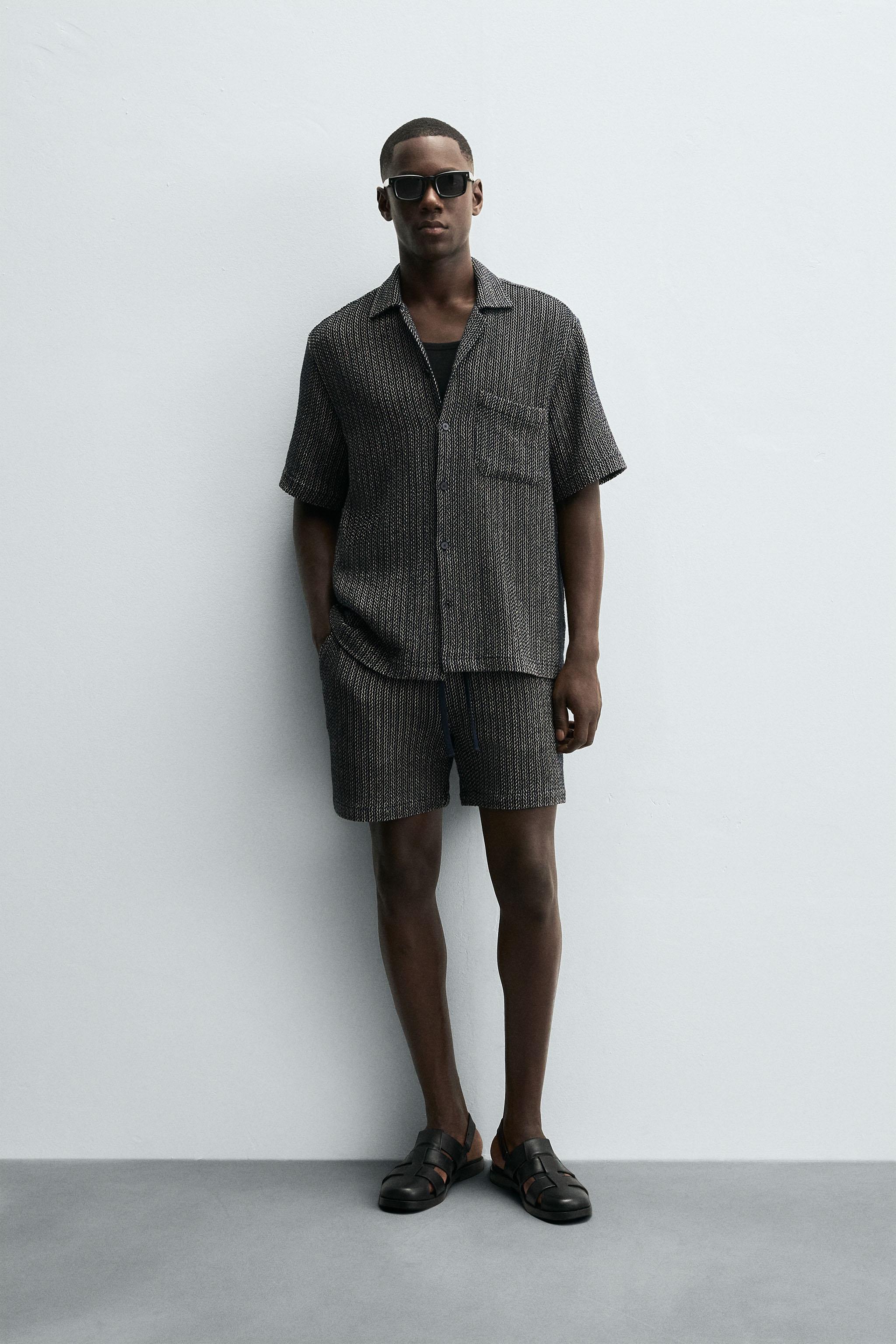 TEXTURED JACQUARD SHIRT - Navy blue | ZARA Hungary