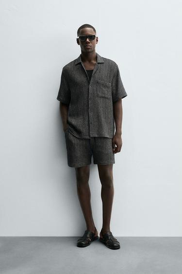 Zara JACQUARD TEXTURED SHIRT - Navy blue