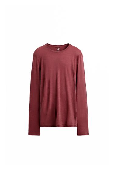 JACQUARD STRIPED WOOL BLEND T-SHIRT - Pink by Zara