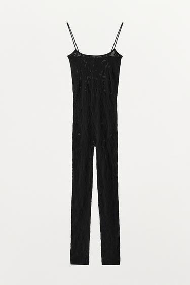 SEAMLESS LACE JUMPSUIT - Black / White by Zara - Image 3