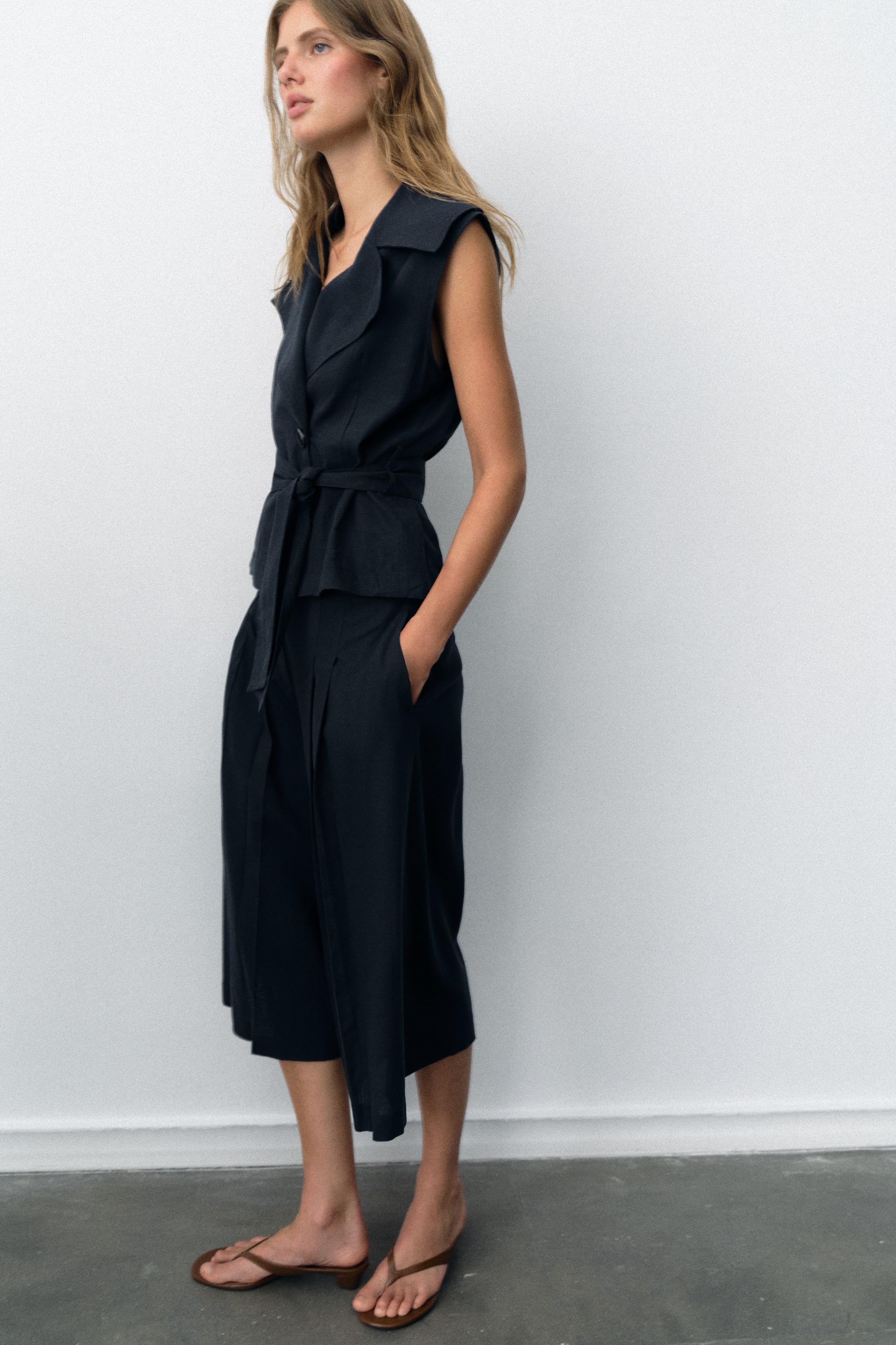 Женские жилеты Zara LINEN BELTED VEST — фото 5