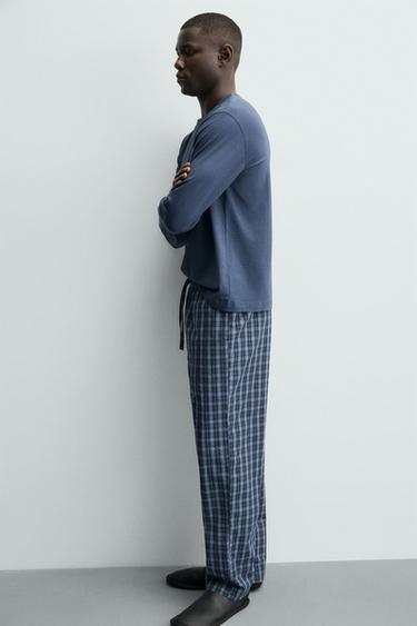 ENSEMBLE PYJAMA COMBINÉ À CARREAUX - Bleu moyen de Zara - Image 5