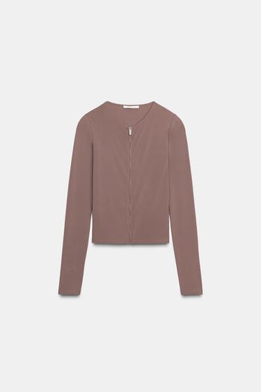 POLYAMIDE ZIP-UP JACKET - Mink by Zara - Image 0