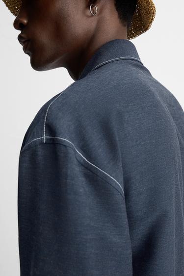 CHEMISE SURPIQÛRES CONTRASTE - Indigo de Zara - Image 6
