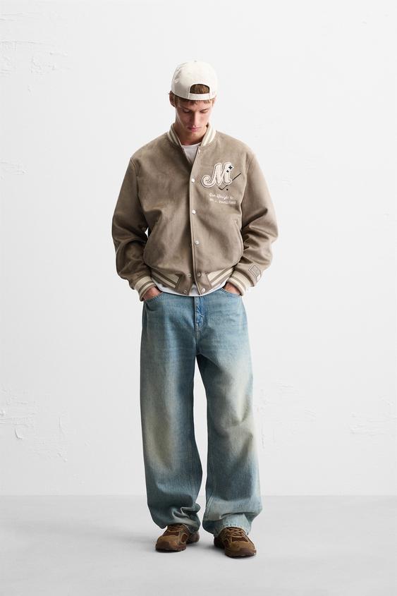 FAUX SUEDE PATCH BOMBER JACKET Toffee ZARA India