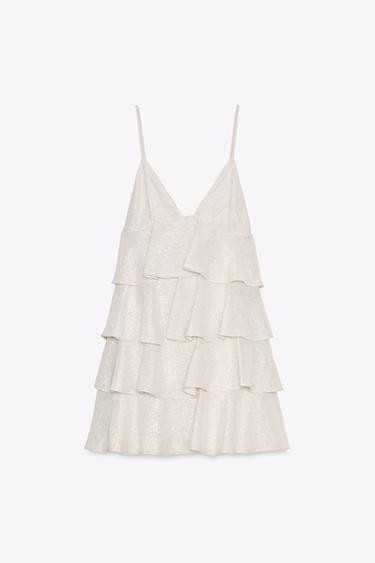 SHORT RUFFLED DRESS - Silver by Zara - Image 5