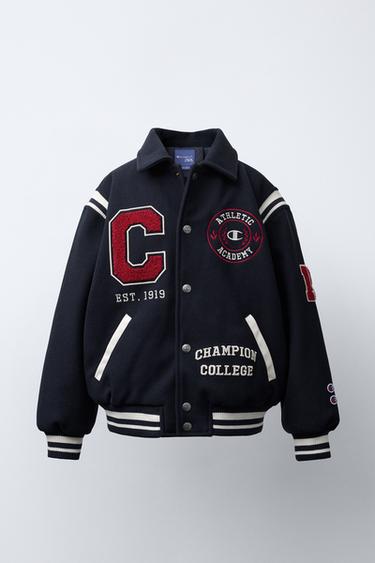 BOMBER JACKET WITH CHAMPION ® X ZARA PATCHES - Navy blue by Zara