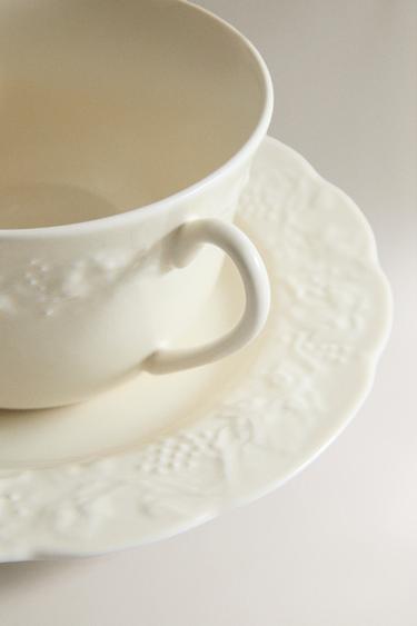 TASSE À THÉ AVEC SOUCOUPE PORCELAINE RAISIN - Crème de Zara - Image 2
