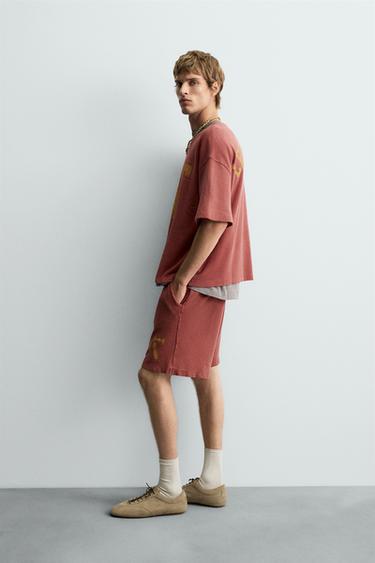 BERMUDA STRUCTURÉ OUVERTURE VARSITY - Rouge de Zara - Image 3