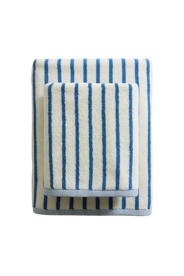 SERVIETTE DE BAIN ENFANT RÉVERSIBLE RAYURES - Bleu de Zara