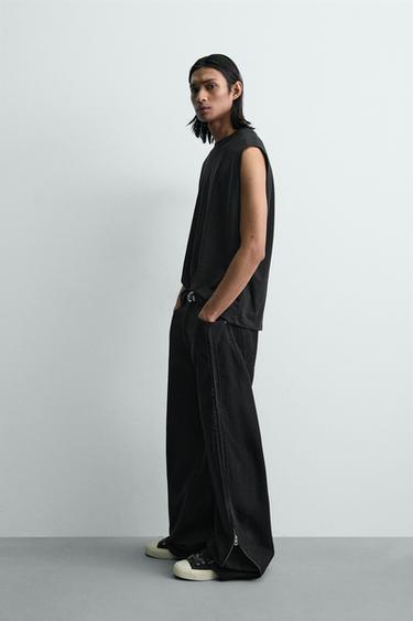 BARREL FIT JEANS WITH ZIPS - Black by Zara - Image 3