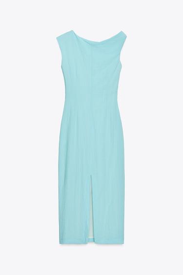 ROBE MIDI ASYMÉTRIQUE DÉCOR - Turquoise de Zara - Image 6