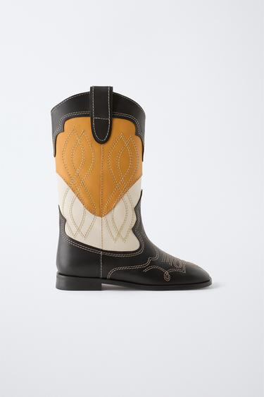 BOTA PIEL COWBOY PREMIUM - Negro de Zara - Imagen 0