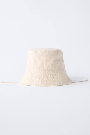 COTTON LINEN BUCKET HAT - Sand by Zara