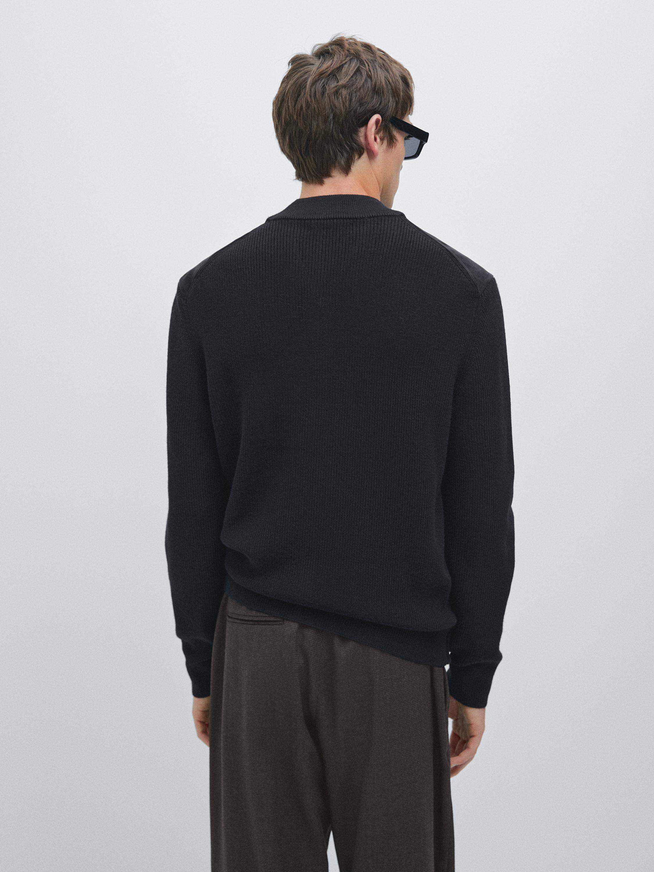 Wool and suede leather blend bomber jacket