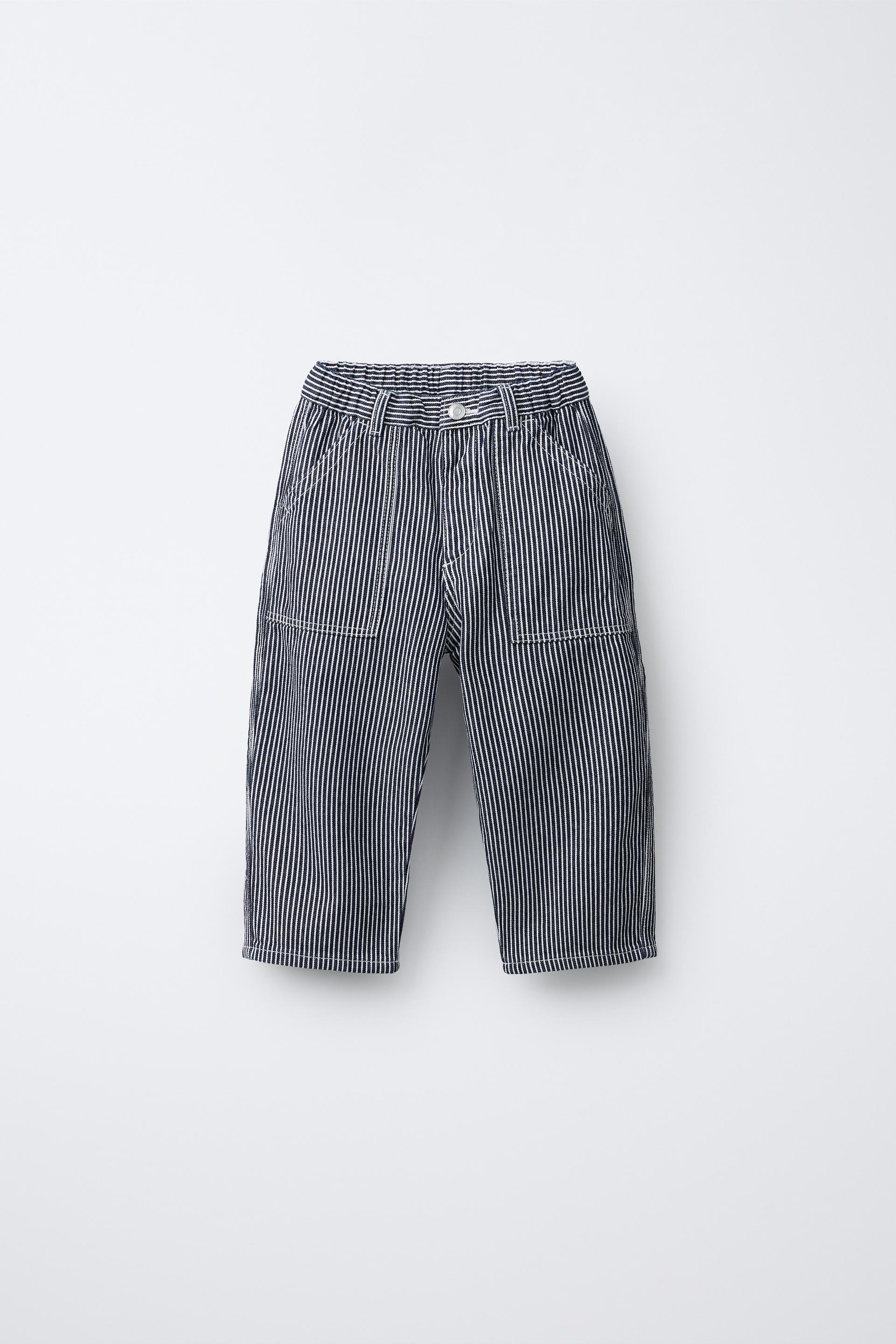 Striped Baggy Denim Trousers