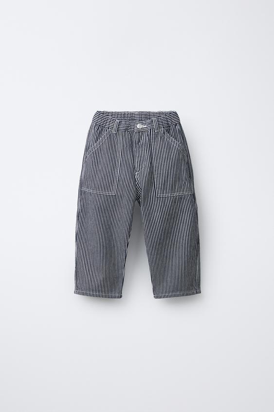 STRIPED BAGGY DENIM TROUSERS - Stripes by Zara - Image 0