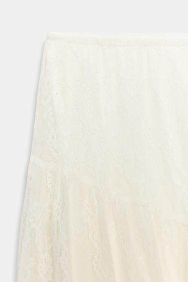 CONTRAST LACE SKIRT - Ecru by Zara - Image 7