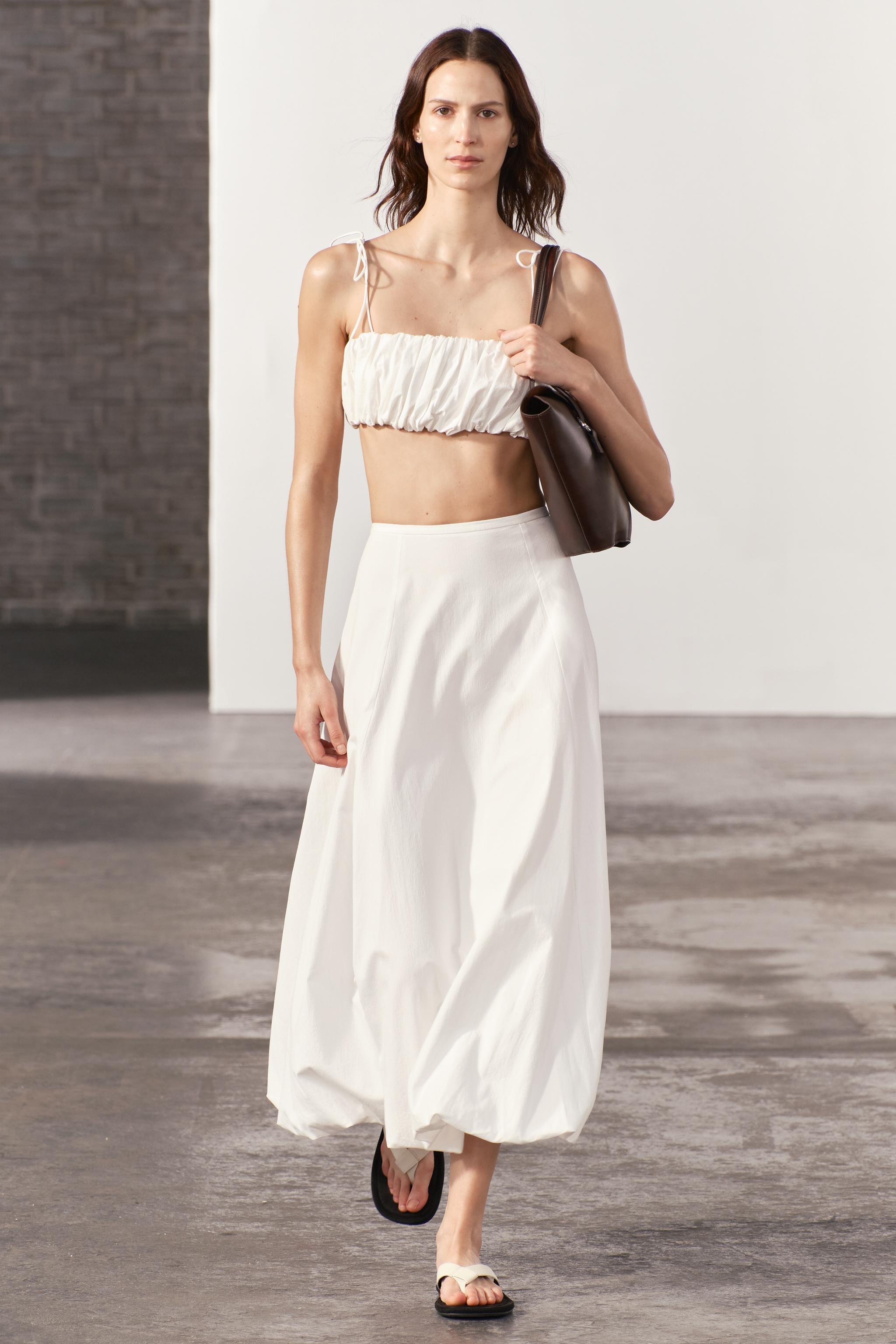 RUCHED CROPPED TOP ZW COLLECTION - White