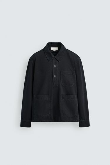 Zara 丹寧 POLO 衫 - 中藍色