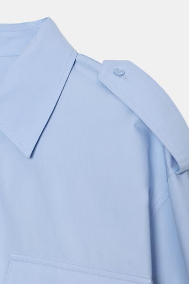 POPLIN SHIRT WITH POCKETS ZW COLLECTION - Light blue by Zara - Image 5