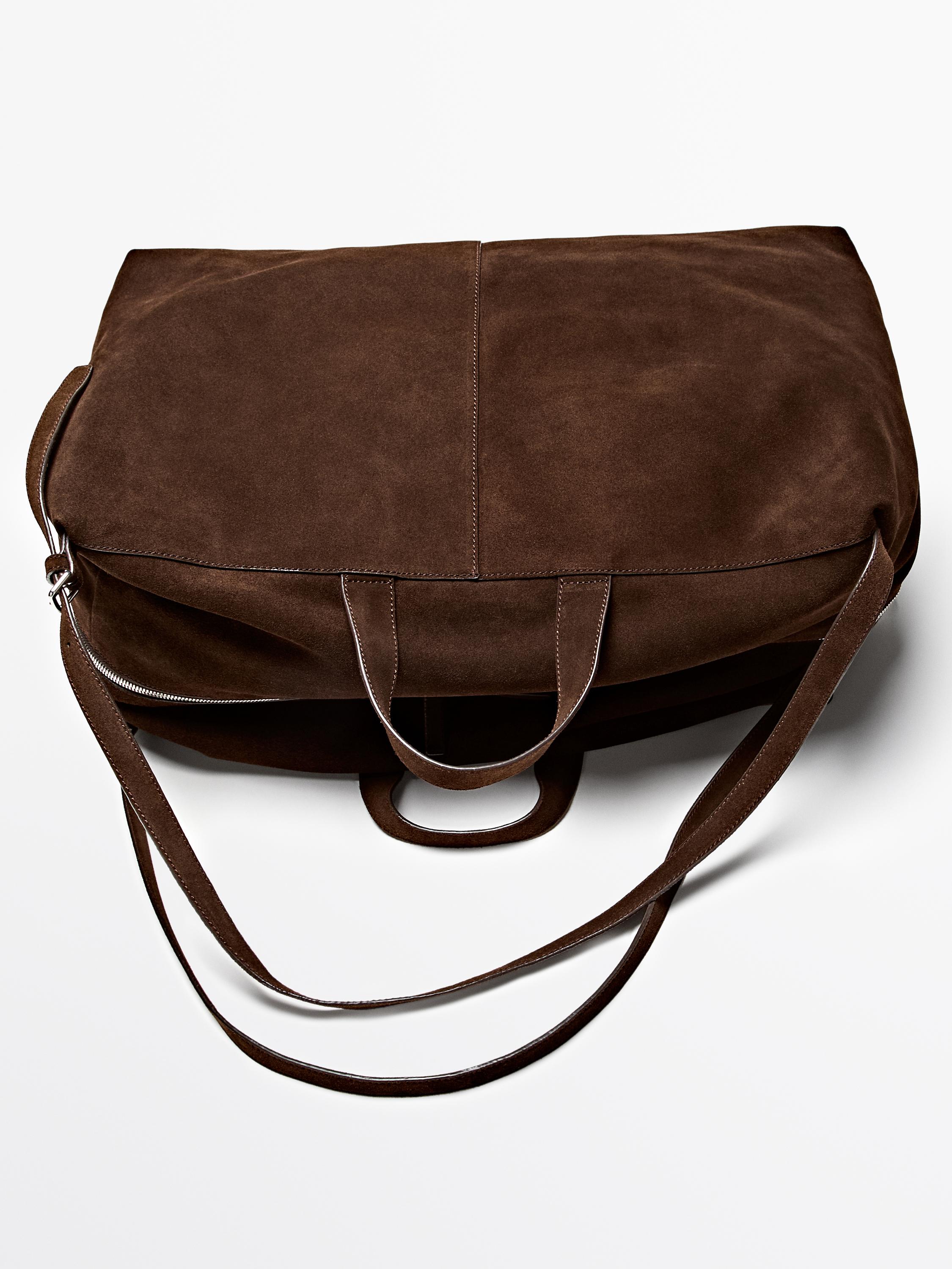 Suede leather maxi duffle bag