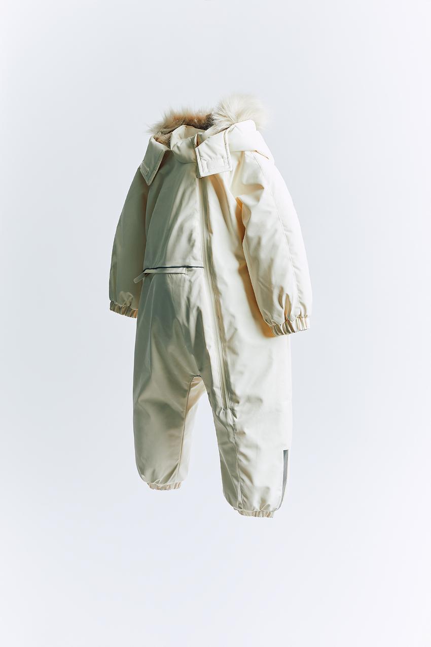 SKI COLLECTION WATER-REPELLENT AND WIND-PROTECTION HOODED JUMPSUIT -  Oyster-white