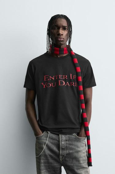 T-SHIRT À INSCRIPTION IMPRIMÉE - Noir de Zara