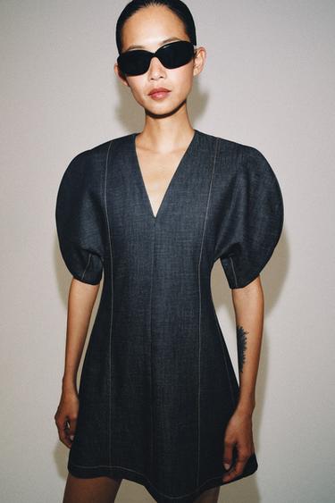 Zara ZW COLLECTION DENIM DRESS - Blue