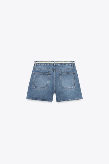 Z1975 DENIM SHORTS WITH BELT - Mid-blue by Zara - Image 4