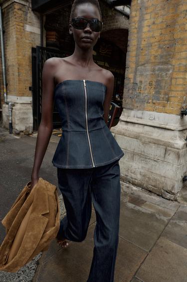 TOP Z1975 BUSTIER DENIM - Indigo de Zara - Image 4
