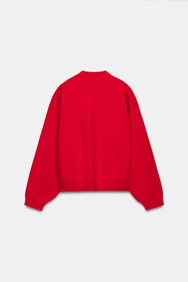 MOLETOM LISO GOLA ALTA - Vermelho da Zara - Imagem 0