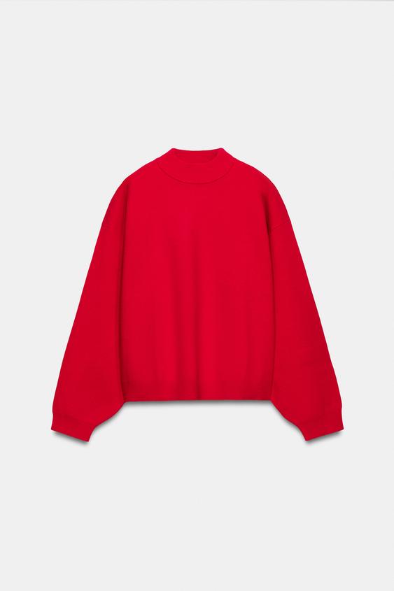 SUDADERA LISA CUELLO SUBIDO - Rojo de Zara - Imagen 0
