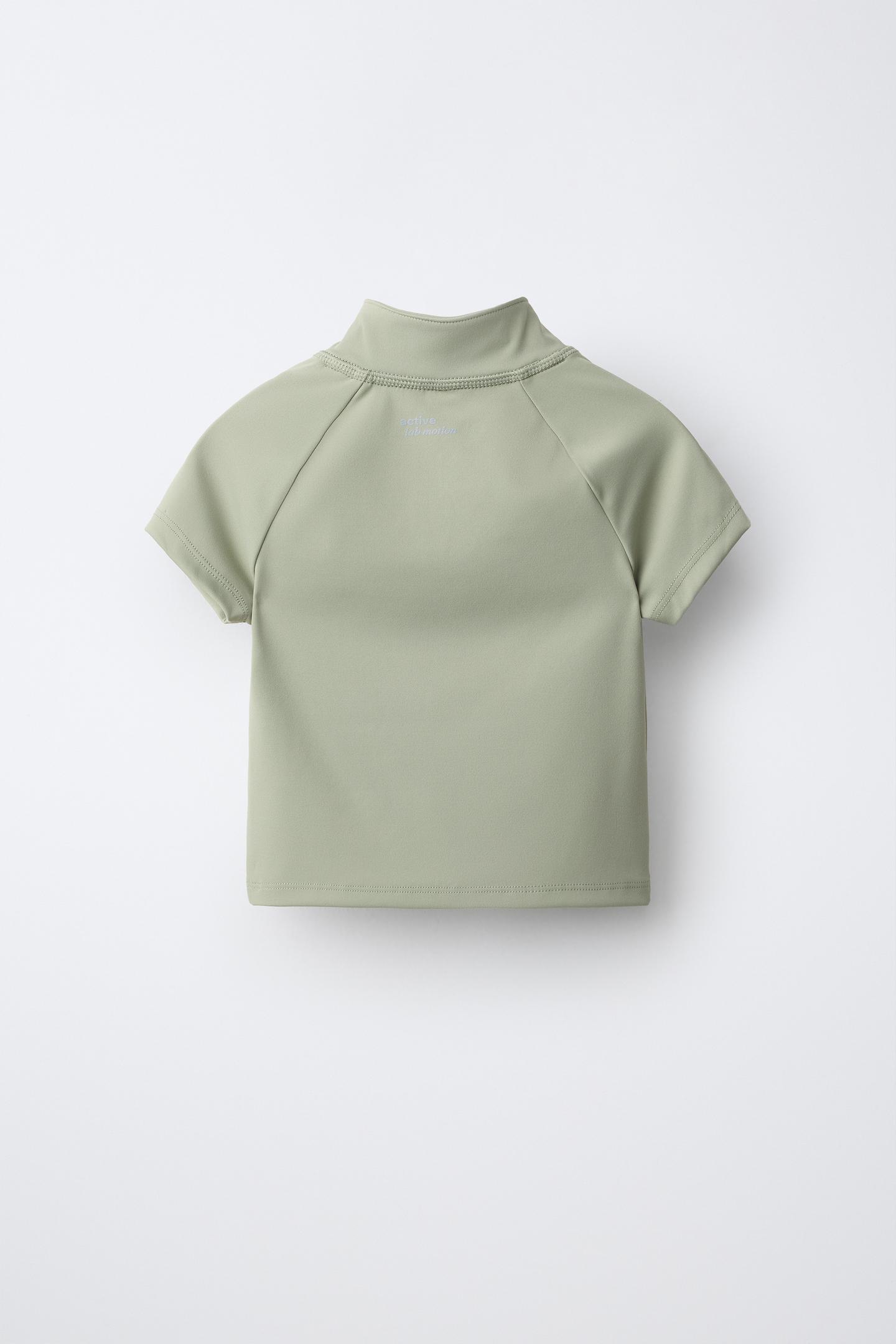 Детская футболка Zara Sporty Zip, цвет: Хаки — фото 2