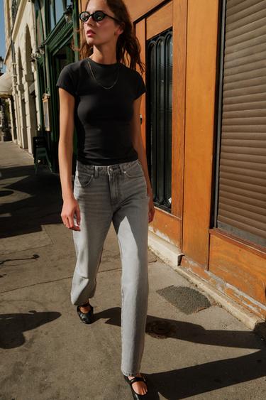 JEAN Z.03 REGULAR FIT TAILLE HAUTE LONG - Gris clair de Zara