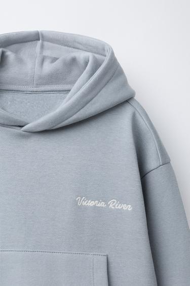 PLUSH SWEATSHIRT AND JOGGER TROUSERS SET WITH SLOGAN - Light grey by Zara - Image 5